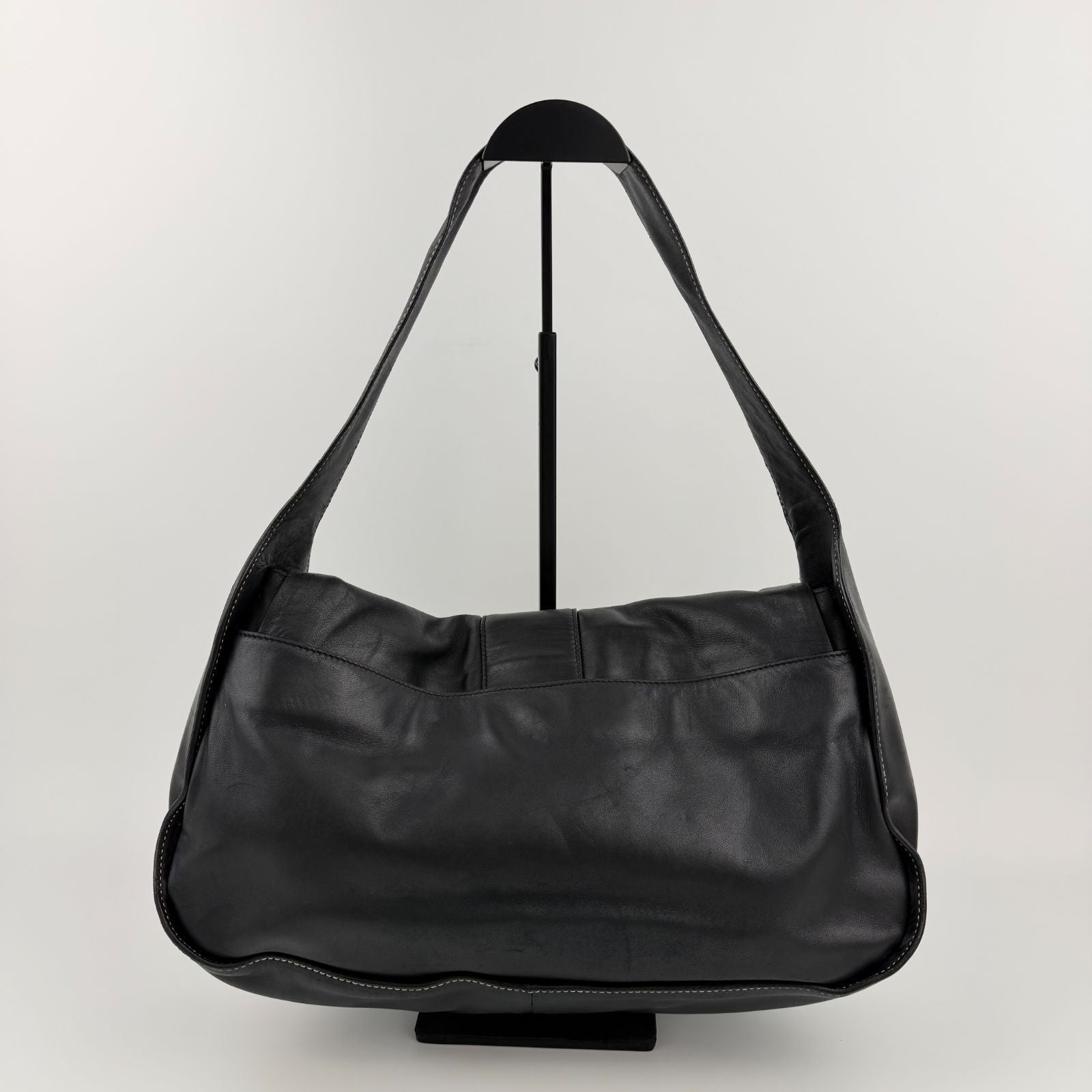 Prada Shoulder Bag Hobo Black Leather Vintage — view 2