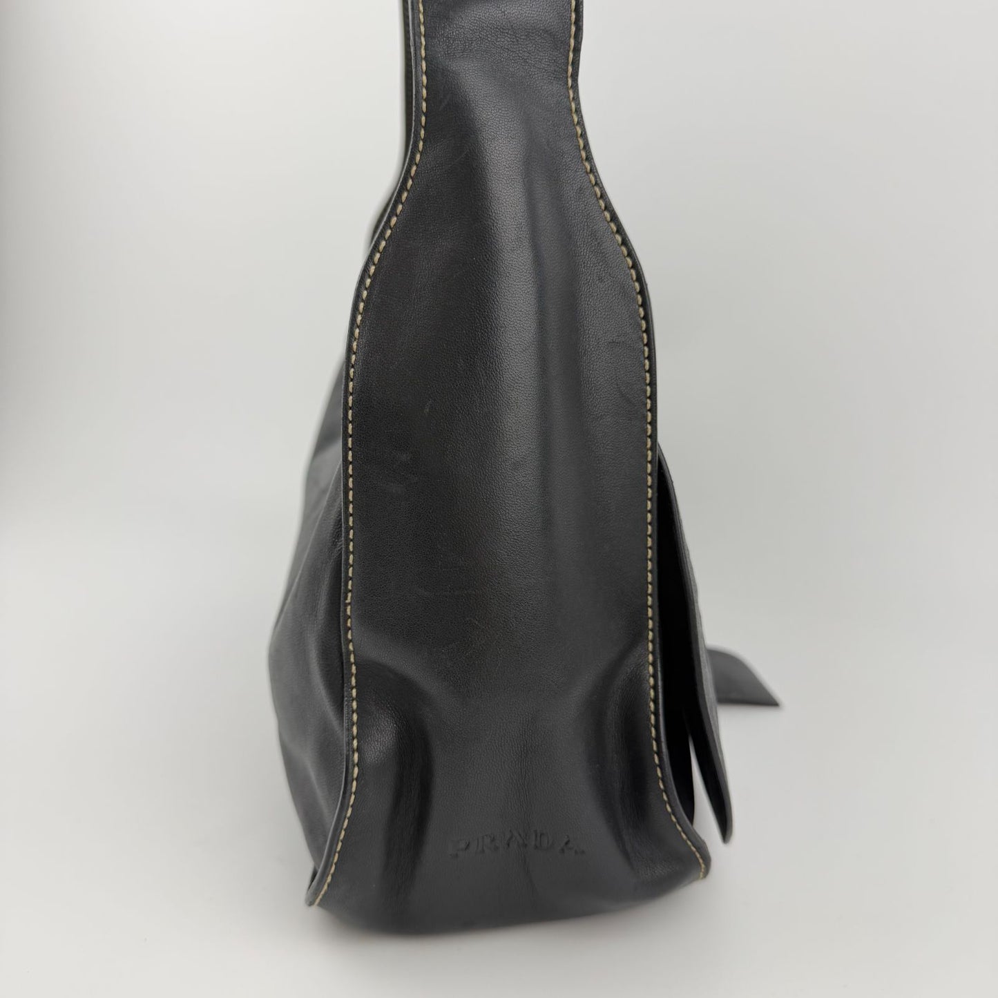 Prada Shoulder Bag Hobo Black Leather Vintage — view 3