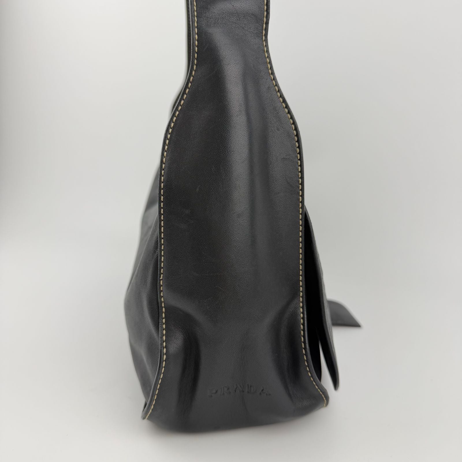 Prada Shoulder Bag Hobo Black Leather Vintage — view 3