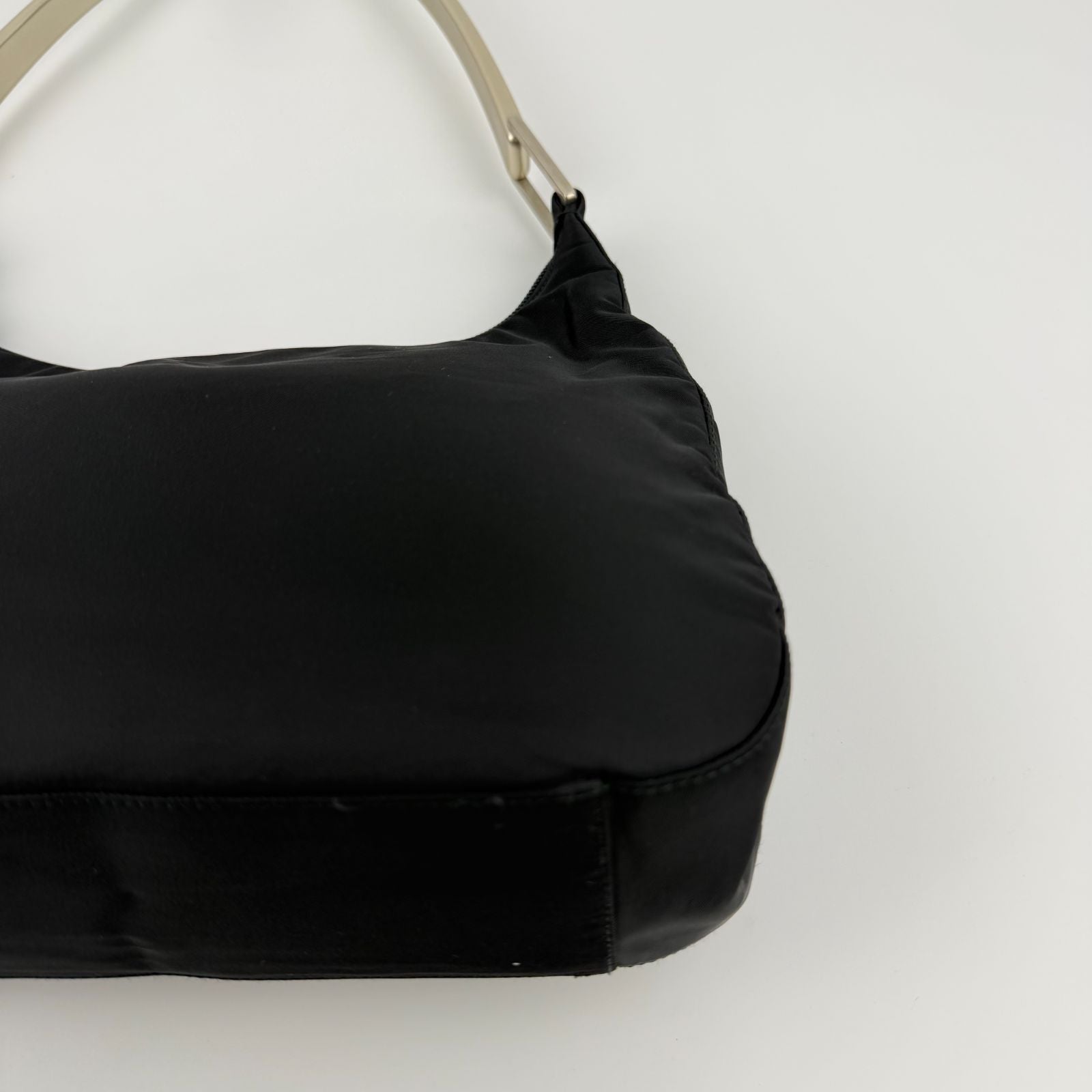 Prada Shoulder Bag Hobo Black Nylon Vintage — view 8