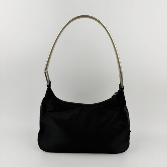 Prada Shoulder Bag Hobo Black Nylon Vintage