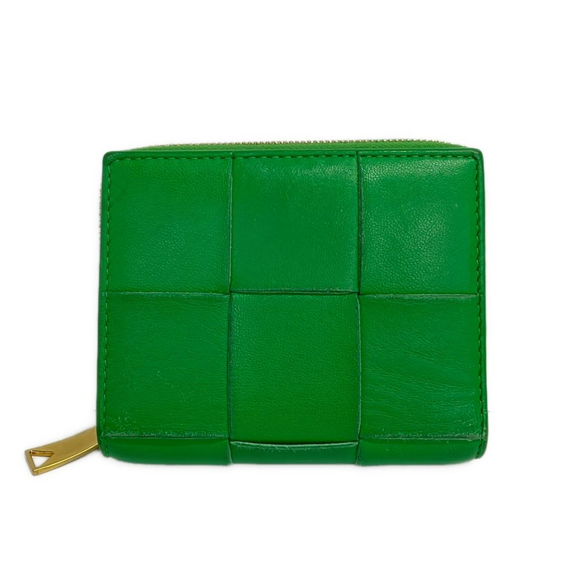 Bottega Veneta Bifold Wallet Cassette Zip Around Green Leather