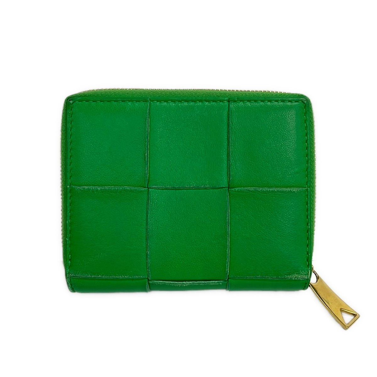 Bottega Veneta Bifold Wallet Cassette Zip Around Green Leather — view 2
