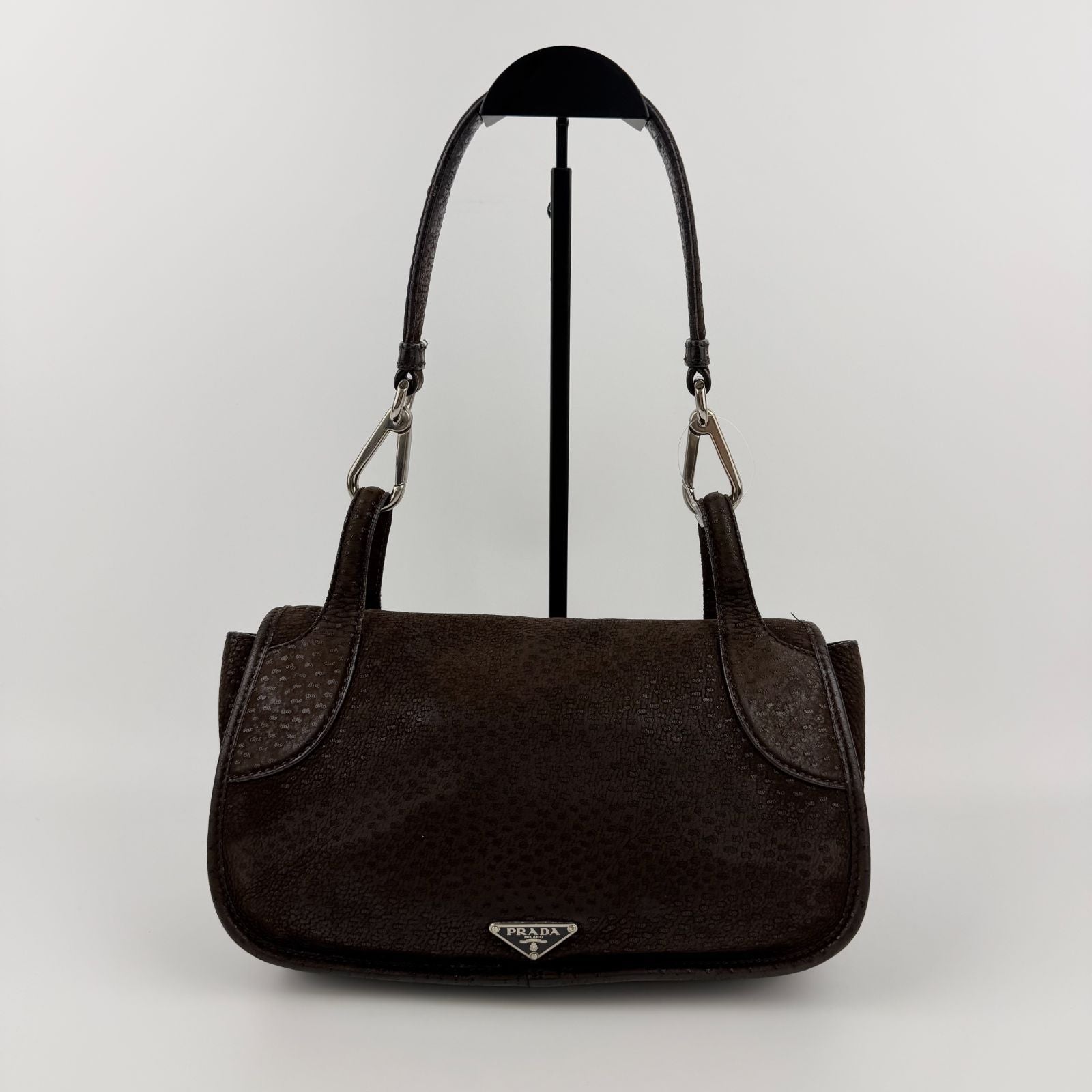 Prada Shoulder Bag Hobo Brown Leather Vintage
