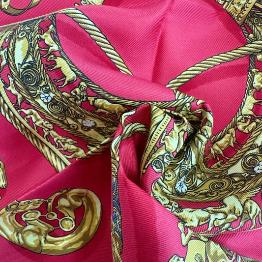 Hermes Handkerchief Carre 45 Yellow Golden Knight