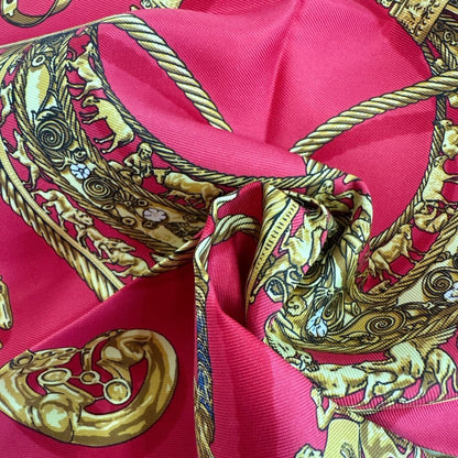 Hermes Handkerchief Carre 45 Yellow Golden Knight