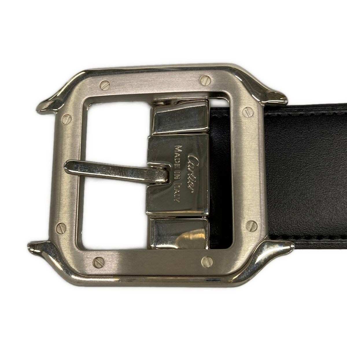 Cartier Belt Black Dark Brown Silver Reversible Santos Leather — view 3