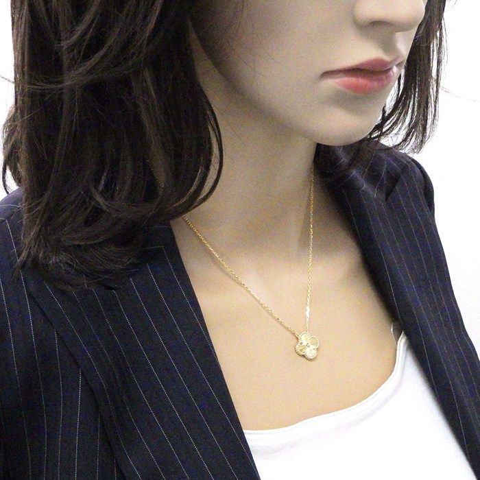 Van Cleef & Arpels Necklace Vintage Alhambra Guilloche 18k Yellow Gold Box Paper — view 7