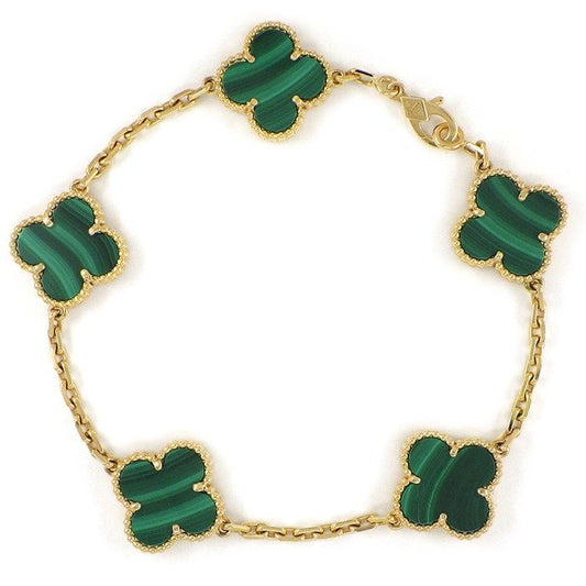 Van Cleef & Arpels Bracelet Vintage Alhambra 5 Motifs Malachite 18k Yellow Gold