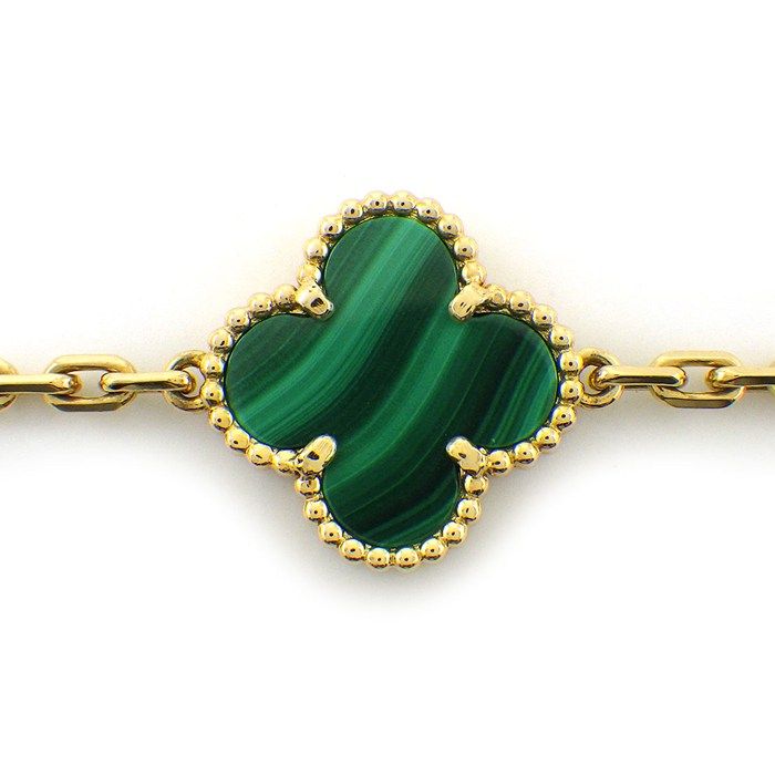 Van Cleef & Arpels Bracelet Vintage Alhambra 5 Motifs Malachite 18k Yellow Gold — view 2