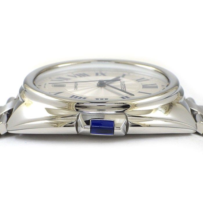 Cartier Watch Cles Silver Guilloche Dial Roman Index Date Back Slotted SS — view 2