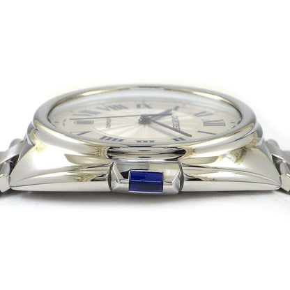 Cartier Watch Cles Silver Guilloche Dial Roman Index Date Back Slotted SS — view 2