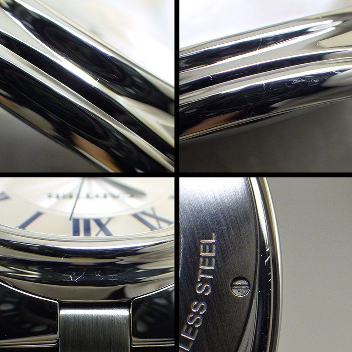 Cartier Watch Cles Silver Guilloche Dial Roman Index Date Back Slotted SS — view 8