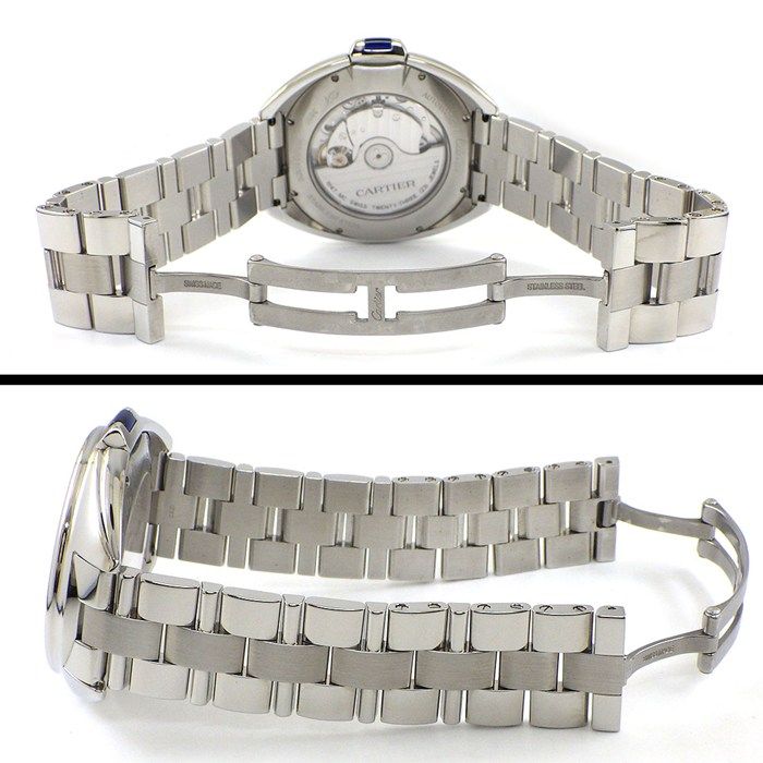 Cartier Watch Cles Silver Guilloche Dial Roman Index Date Back Slotted SS — view 3