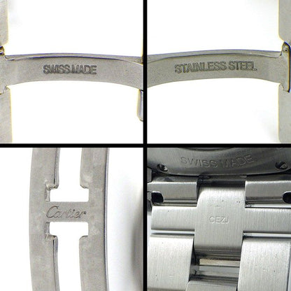 Cartier Watch Cles Silver Guilloche Dial Roman Index Date Back Slotted SS — view 5