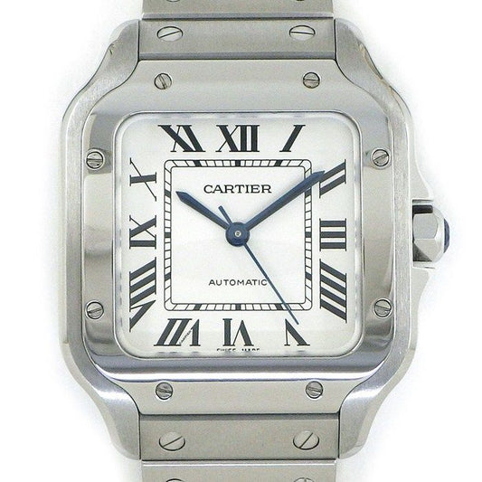 Cartier Watch Santos MM Square Silver Dial Roman Index SS Automatic Winding