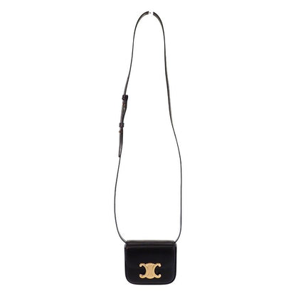 Celine Mini Claude Shoulder Bag Calf Leather Black Gold — view 7