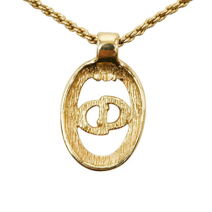 Dior Logo Necklace Gold Plated Rhinestone — view 3