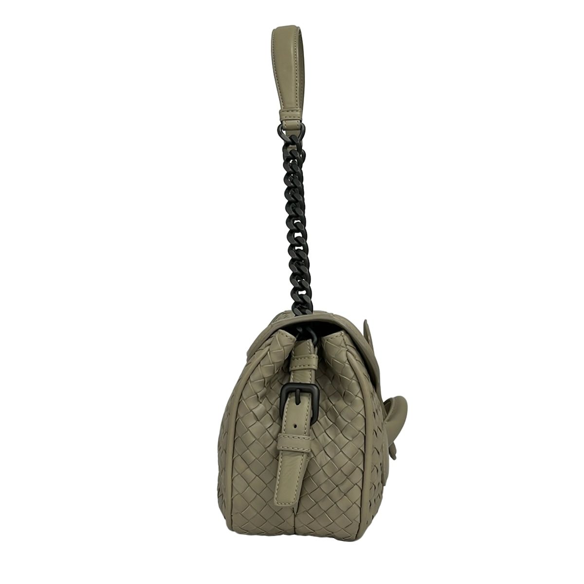 Bottega Veneta Shoulder Bag Intrecciato Beige Chain Leather — view 4