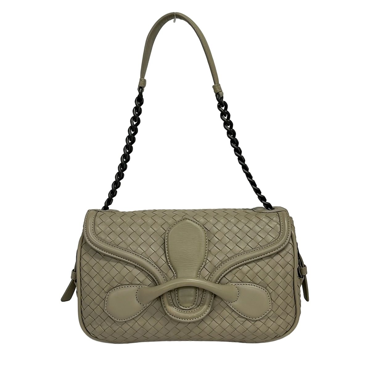 Bottega Veneta Shoulder Bag Intrecciato Beige Chain Leather