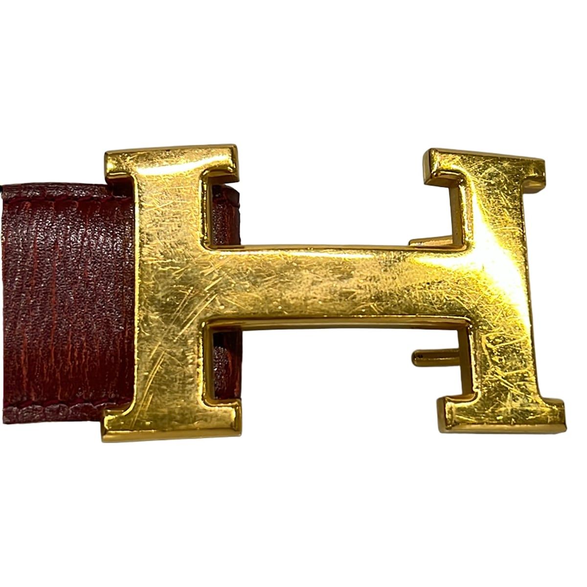 Hermes Belt 80 Bordeaux Brown Gold Reversible Leather — view 3
