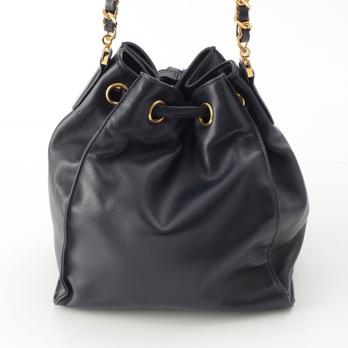 Chanel Lambskin Jumbo CC Logo Chain Shoulder Bag Gold Pouch Navy — view 5