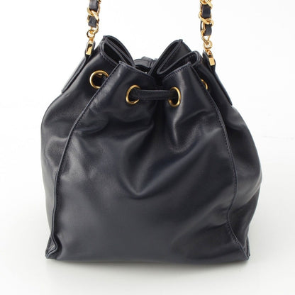 Chanel Lambskin Jumbo CC Logo Chain Shoulder Bag Gold Pouch Navy — view 5