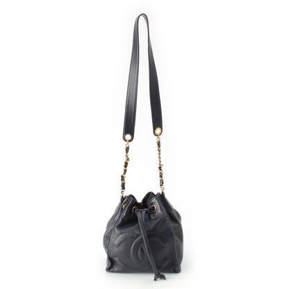 Chanel Lambskin Jumbo CC Logo Chain Shoulder Bag Gold Pouch Navy — view 2