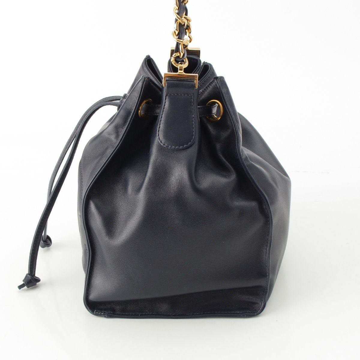 Chanel Lambskin Jumbo CC Logo Chain Shoulder Bag Gold Pouch Navy — view 4