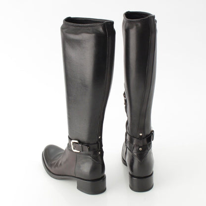 Prada Leather Long Boots Shoes Black — view 4