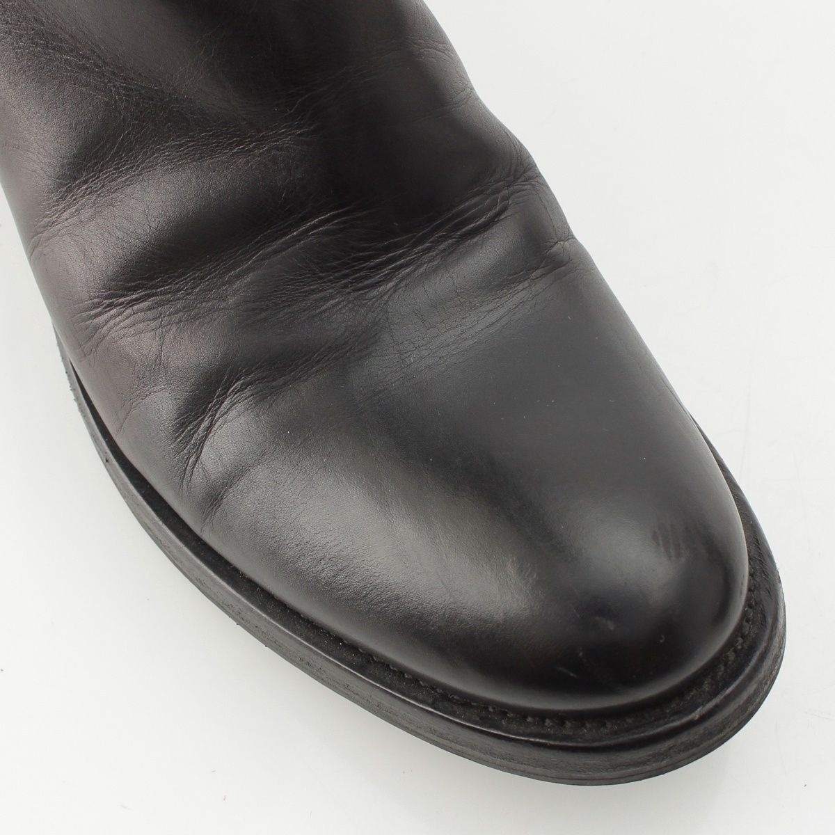 Prada Leather Long Boots Shoes Black — view 6