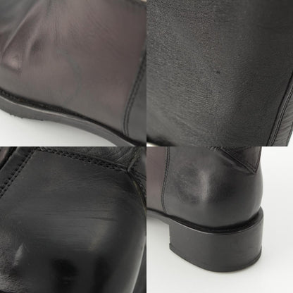 Prada Leather Long Boots Shoes Black — view 9