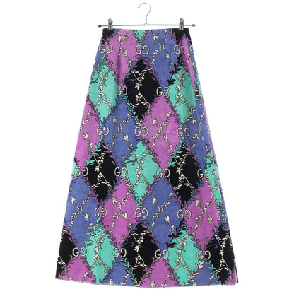 Gucci Michele GG Velour Print Long Skirt Purple 36 — view 2