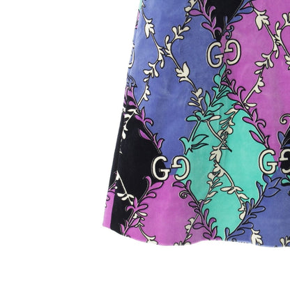 Gucci Michele GG Velour Print Long Skirt Purple 36 — view 4