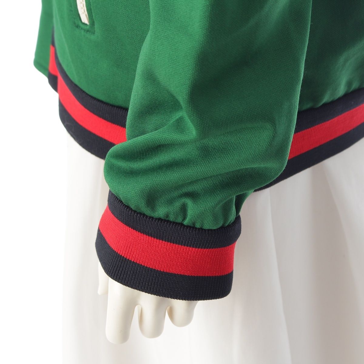 Gucci Cotton Michele Zip Up Floral Embroidery Jersey Jacket Green — view 7