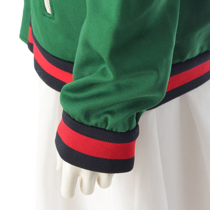 Gucci Cotton Michele Zip Up Floral Embroidery Jersey Jacket Green — view 7