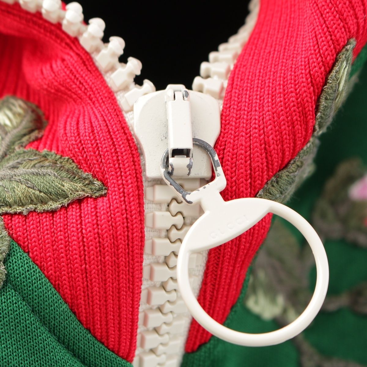 Gucci Cotton Michele Zip Up Floral Embroidery Jersey Jacket Green — view 8