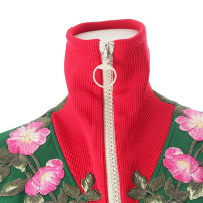 Gucci Cotton Michele Zip Up Floral Embroidery Jersey Jacket Green — view 5