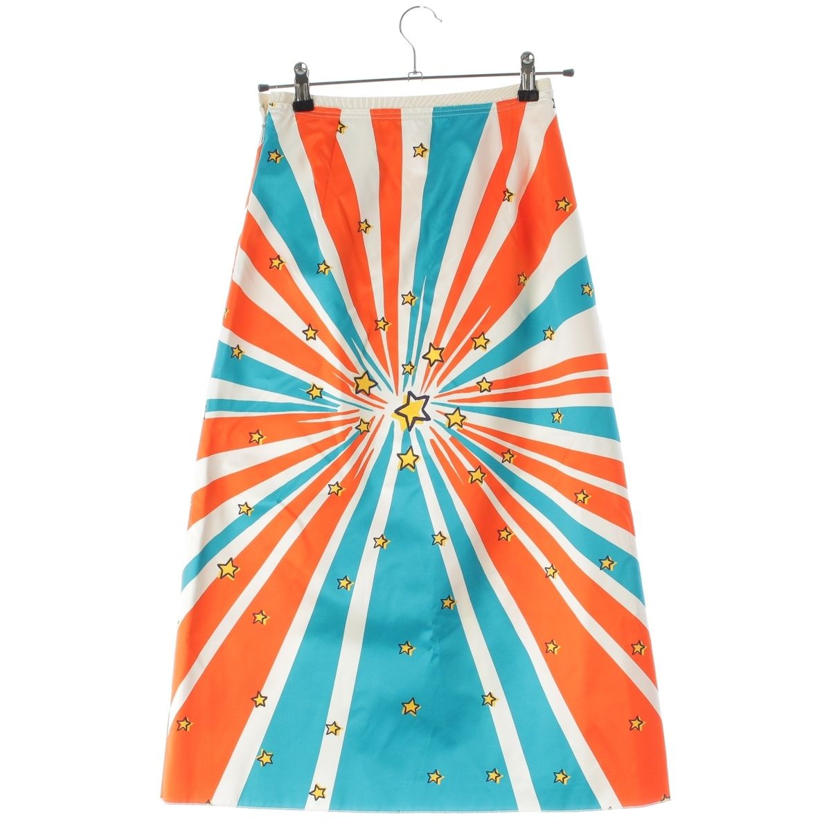 Gucci Silk Michele Space Cat Illustration Print Long Skirt Multi Color 38 — view 2