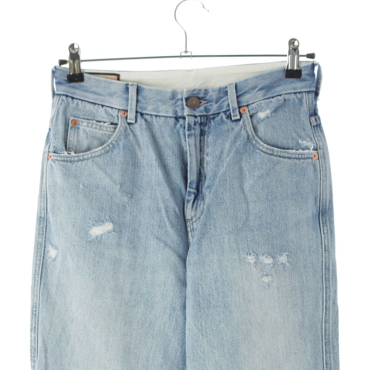 Gucci Michele Embroidery Flare Damage Denim Pants Jeans Blue 23 — view 3