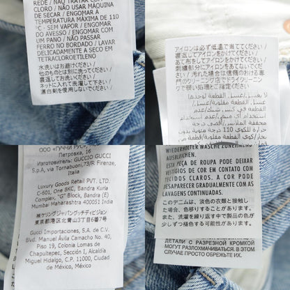 Gucci Michele Embroidery Flare Damage Denim Pants Jeans Blue 23 — view 9