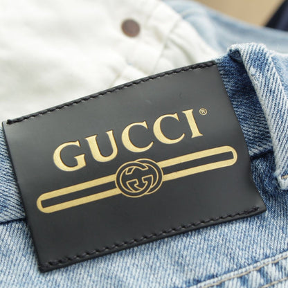 Gucci Michele Embroidery Flare Damage Denim Pants Jeans Blue 23 — view 7
