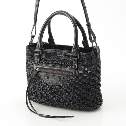 Balenciaga le City Raffia 2-Way Basket Handbag Black — view 2