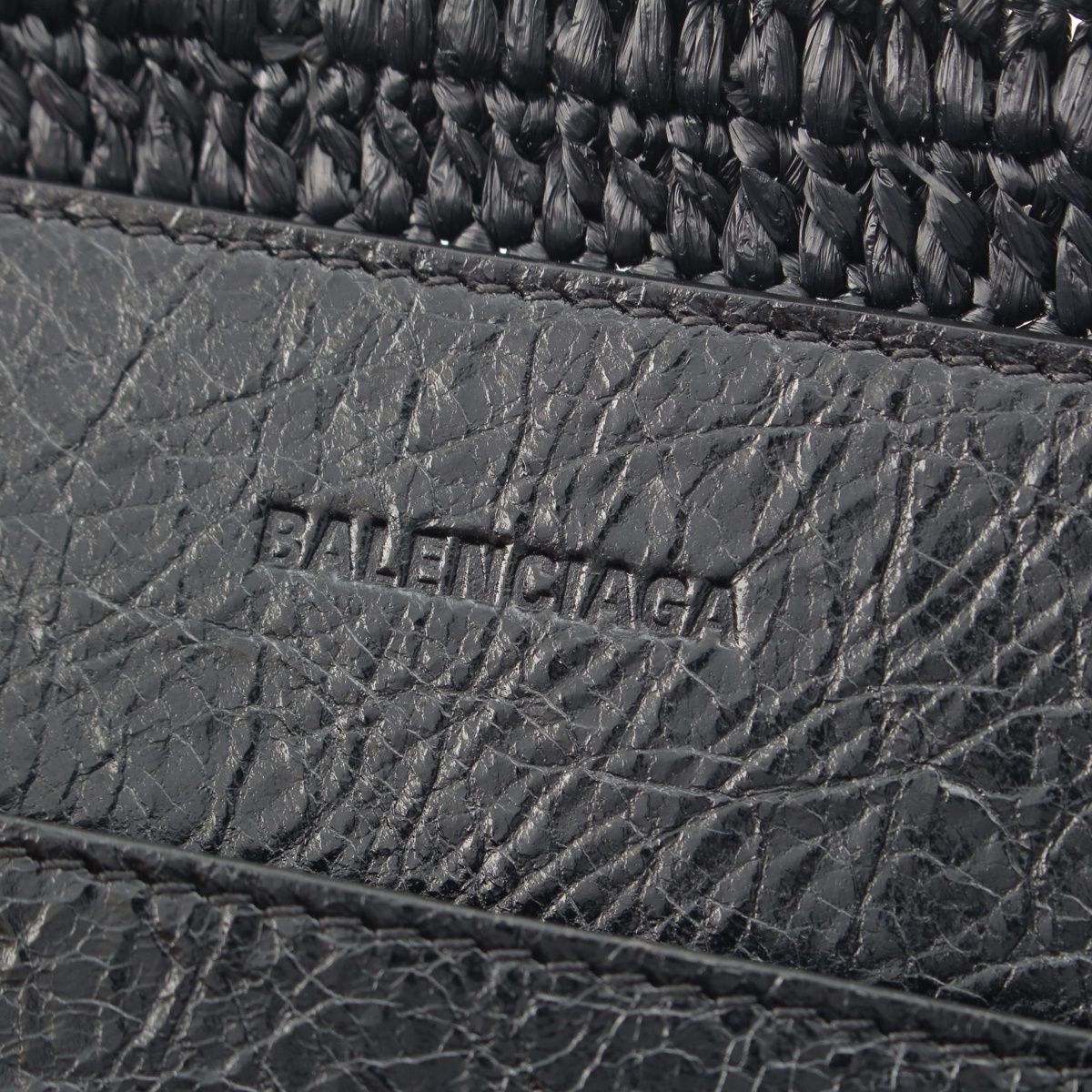 Balenciaga le City Raffia 2-Way Basket Handbag Black — view 7