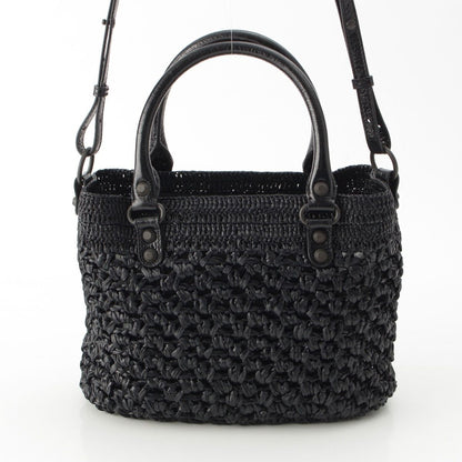 Balenciaga le City Raffia 2-Way Basket Handbag Black — view 4