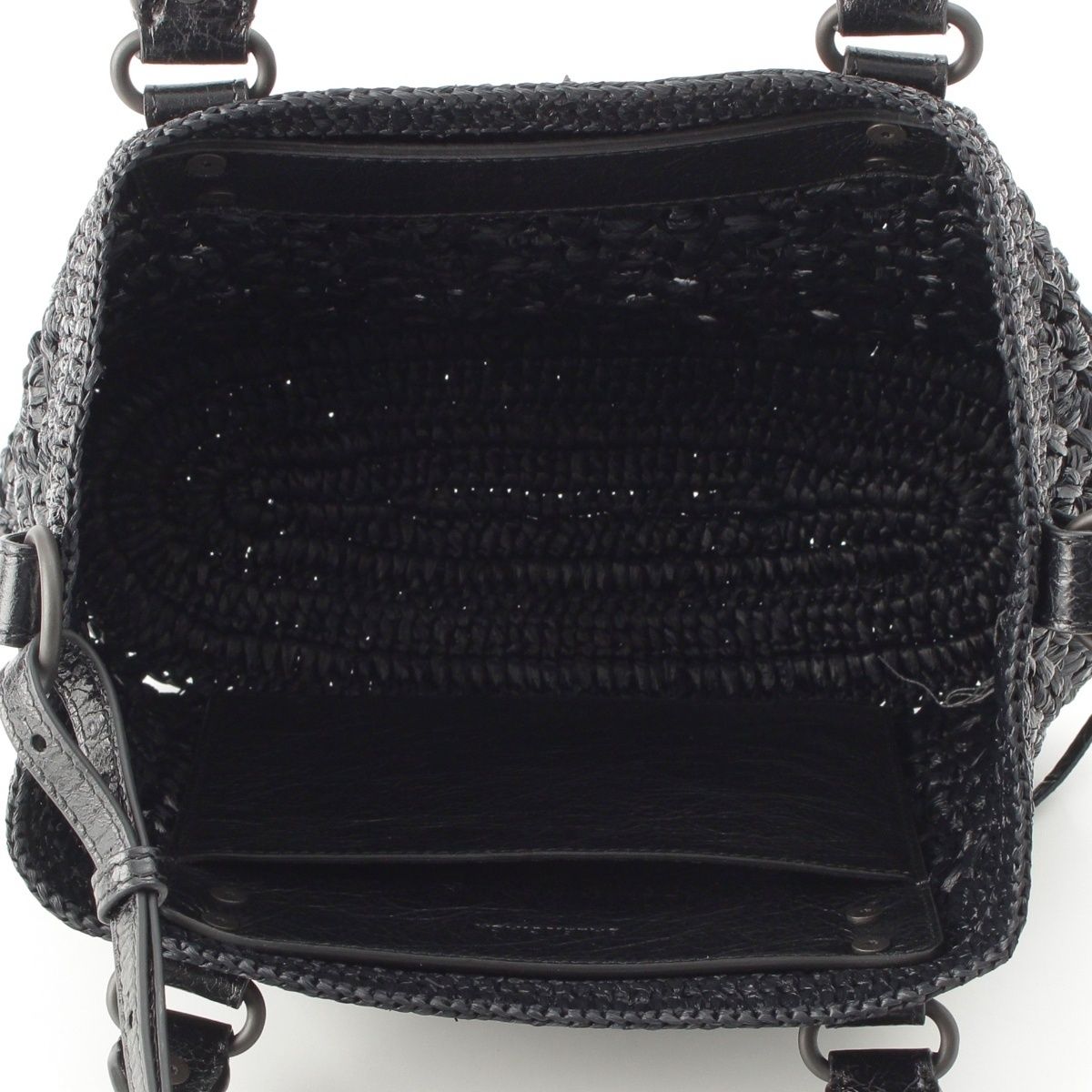 Balenciaga le City Raffia 2-Way Basket Handbag Black — view 6