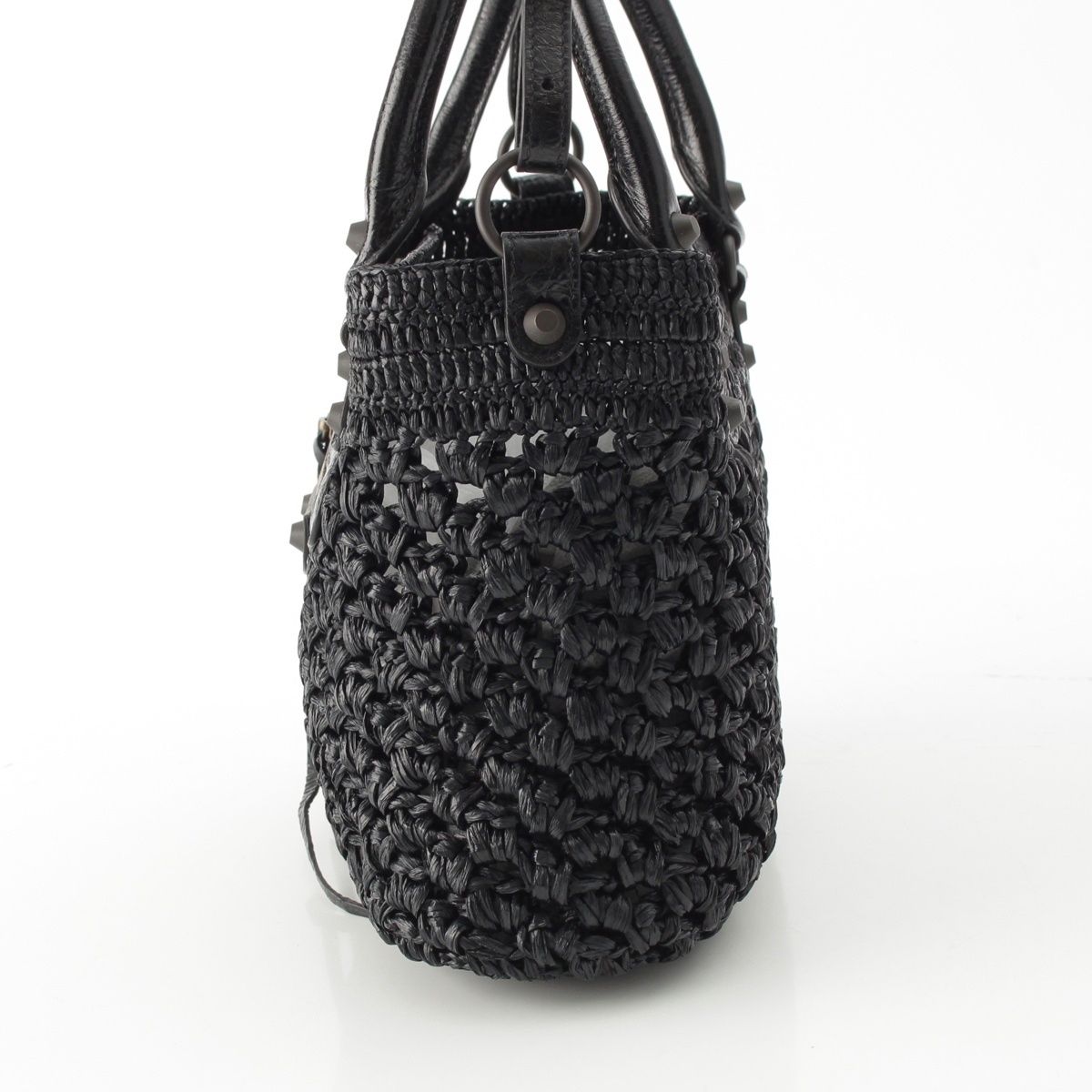 Balenciaga le City Raffia 2-Way Basket Handbag Black — view 3