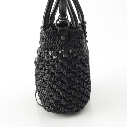 Balenciaga le City Raffia 2-Way Basket Handbag Black — view 3