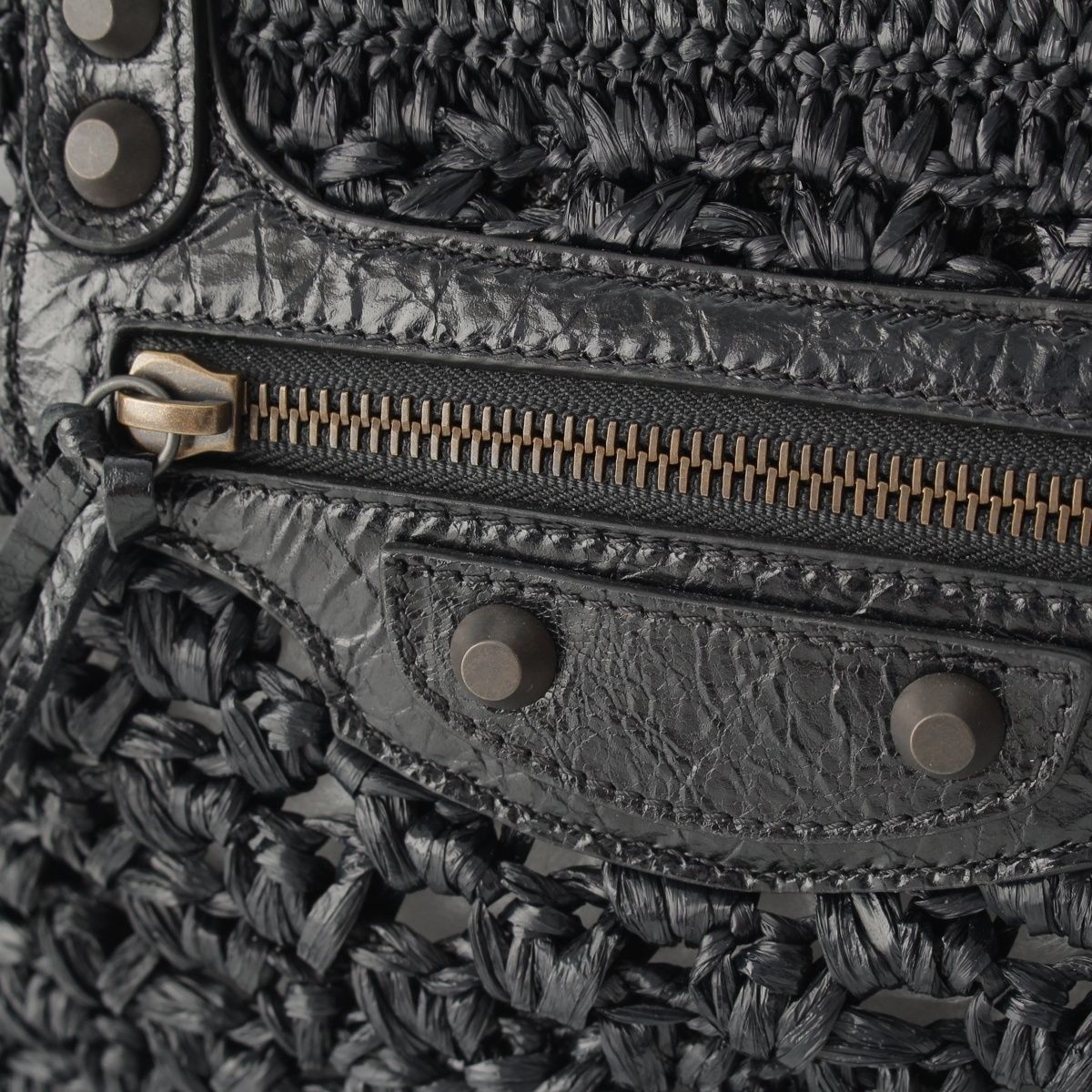 Balenciaga le City Raffia 2-Way Basket Handbag Black — view 8