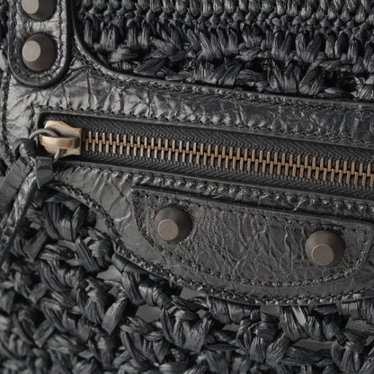 Balenciaga le City Raffia 2-Way Basket Handbag Black — view 8
